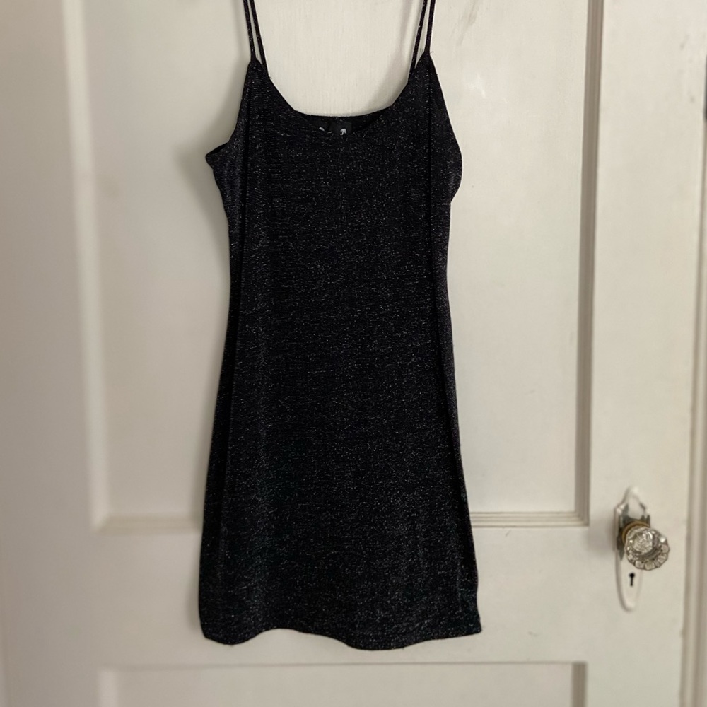 Vintage Y2K Metallic Little Black Dress - Picture 2 of 9
